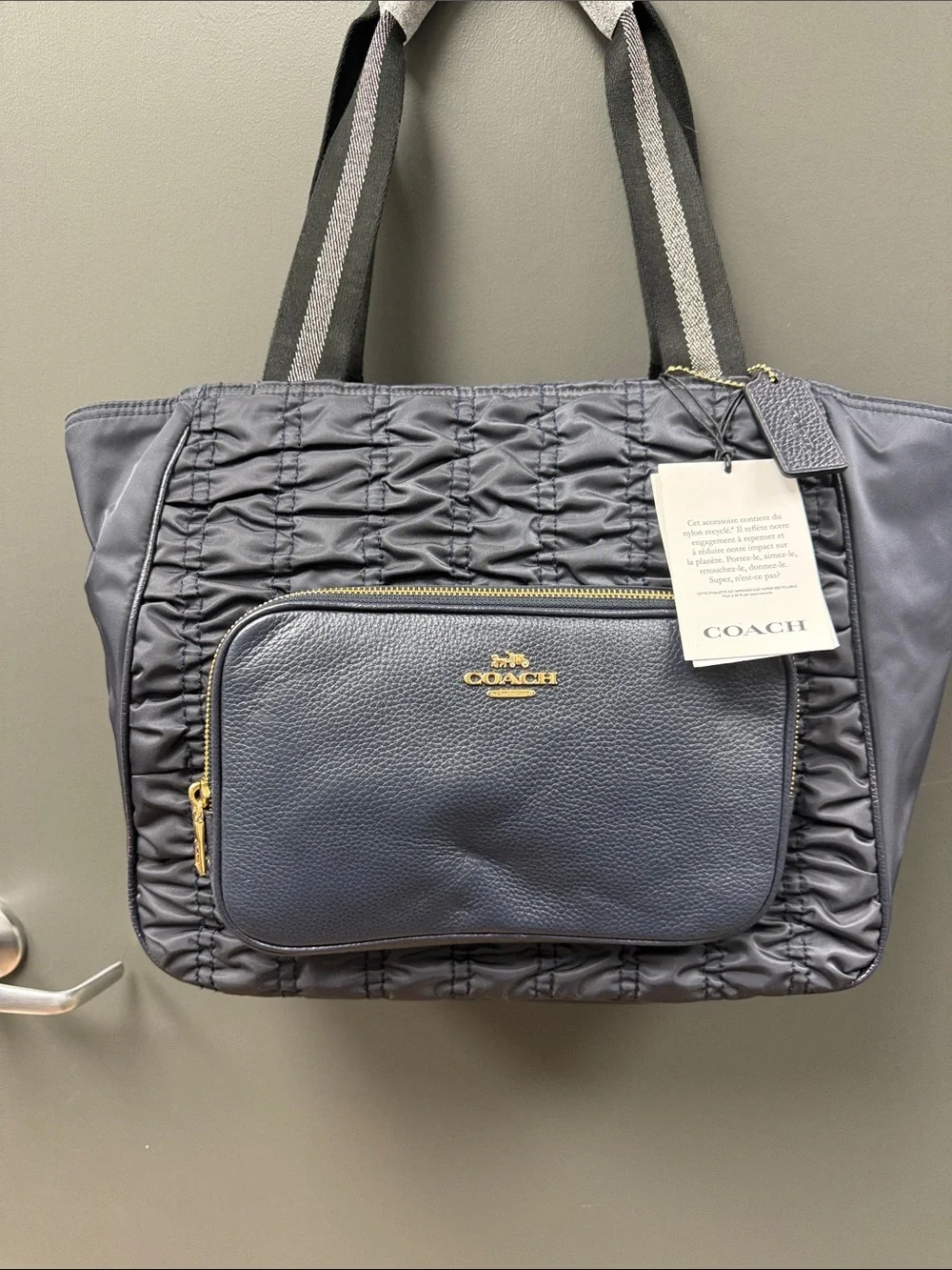 Coach Court Tote with Ruching and Leather Details. NWT